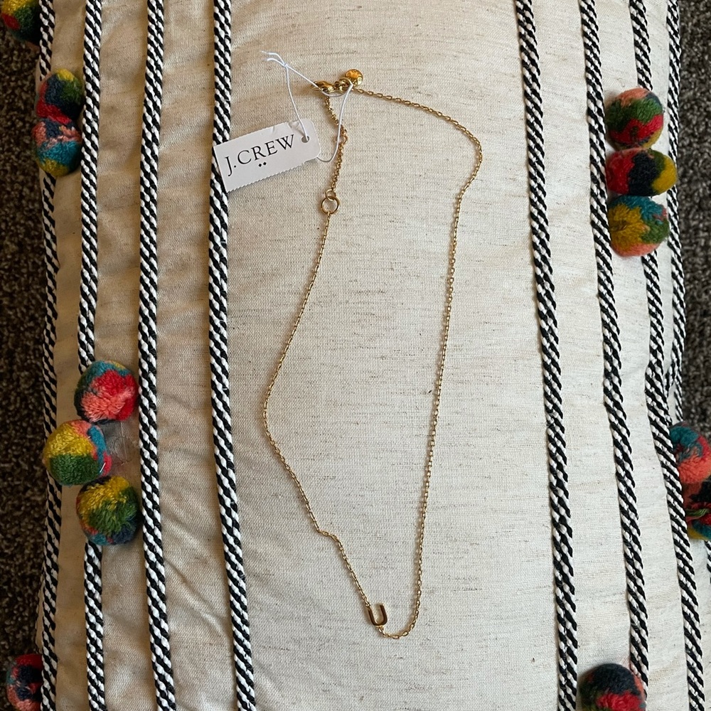 NWT J. Crew Gold ‘U’ Letter Initial Necklace - Adjustable Length